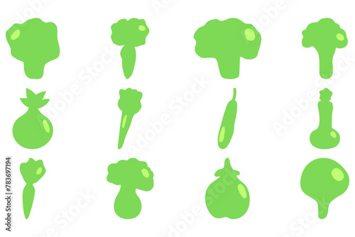 Simple vegetable icon set. Healty food flat design