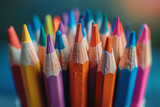 Vibrant Assortment of Sharpened Colored Pencils Close-Up