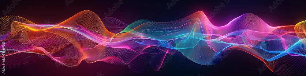 Vibrant Abstract Wavy Lines On Dark Background - Colorful Digital Wallpaper Vibrant Abstract Wavy Lines On Dark Background - Colorful Digital Wallpaper