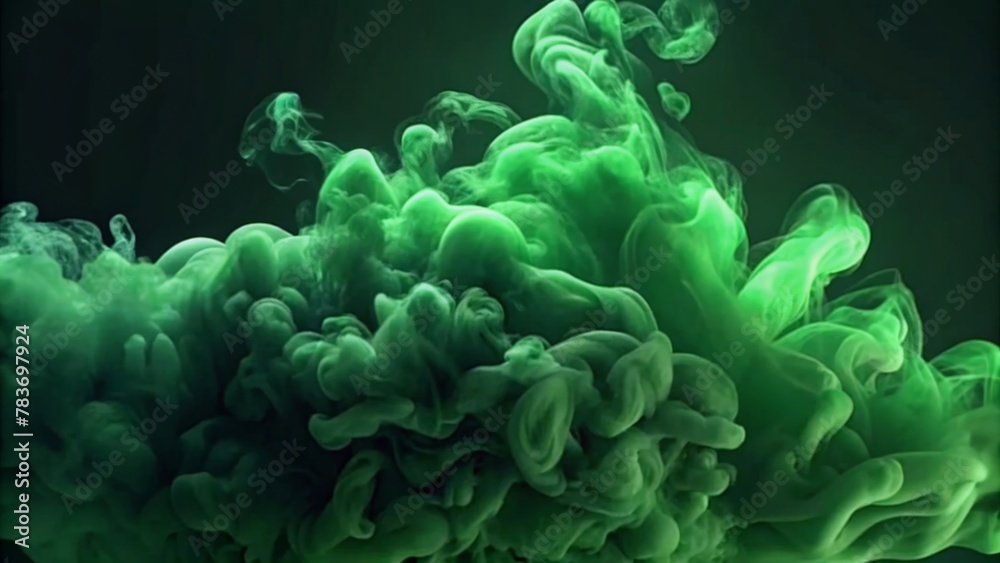 Fototapeta premium Dark green smoke on a black background