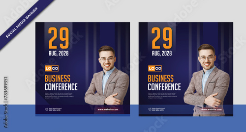  Business Conference Social Media Post Banner Design Template, Instagram and Facebook Square post
