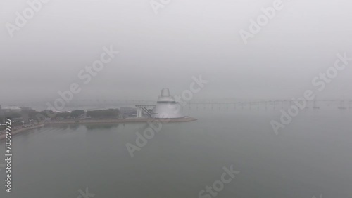 Amizade Bridge & Macao Science Center in Fog, Macau photo