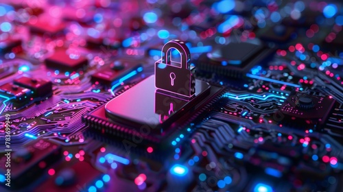 Editorial photography showcase on the forefront of cybersecurity in the tech industry, illustrating how businesses innovate to safeguard data photo