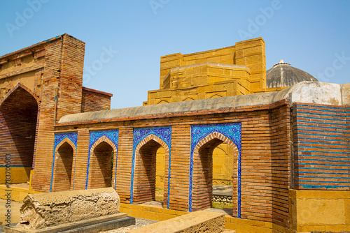 Makli necropolis in Sindh, Pakistan. Monumental funeral architecture. 