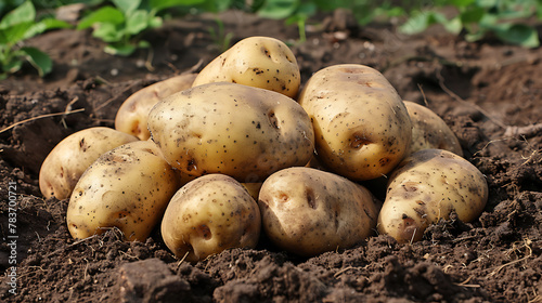 The potatoes are lying on the ground