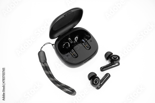 Black True Wireless Stereo Earphone Headphone Headset Handsfree with White Background  (ID: 783703765)