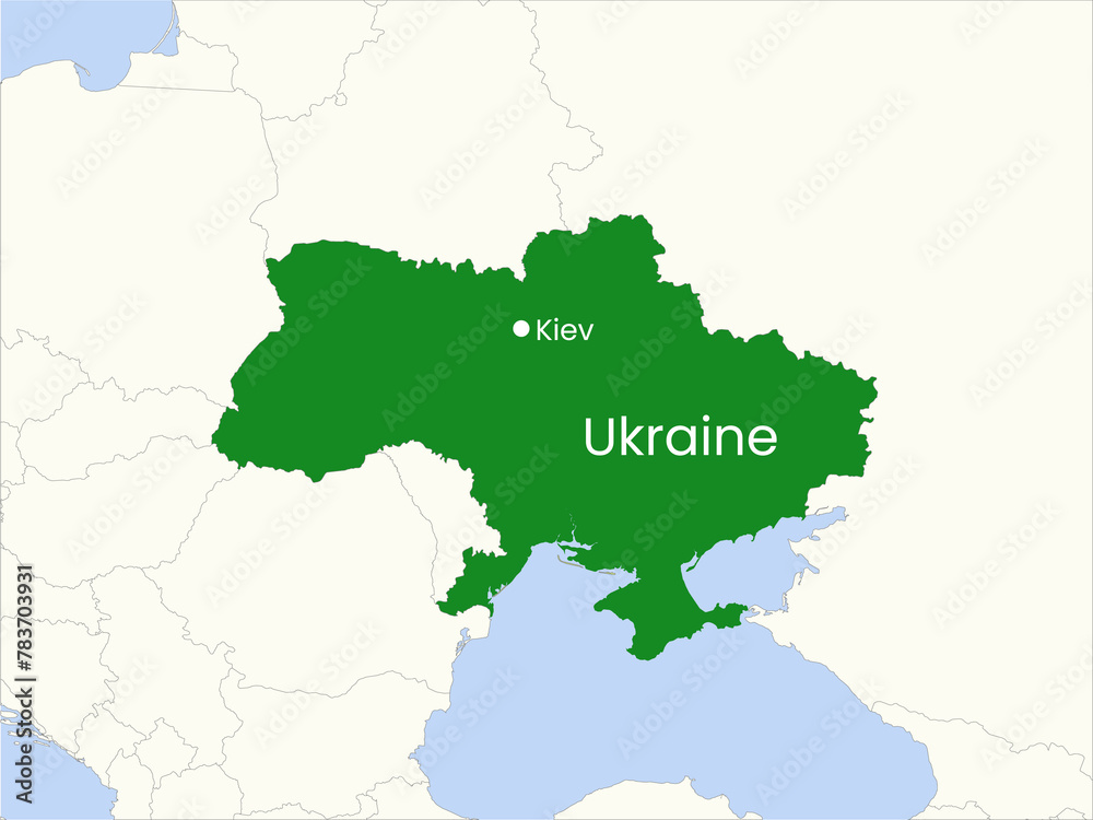 High detailed map of Ukraine. Outline map of Ukraine. Europe