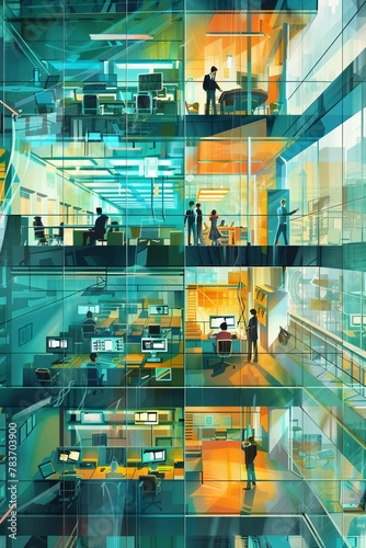 Designers integrating technology-driven features into a corporate headquarters