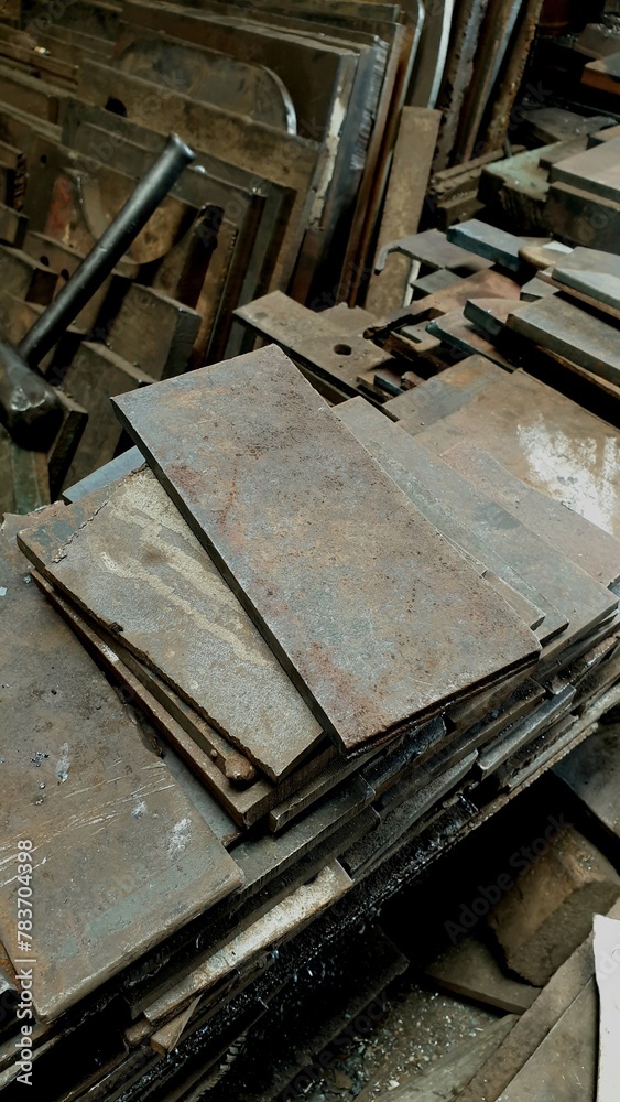 Stack of flat steel plate background