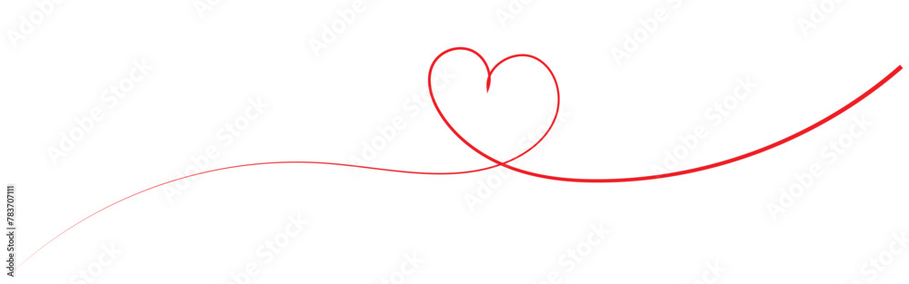 Heart sketch doodle, hand drawn heart. Vector illustration isolated on white background. Valentine's Day. Love Line