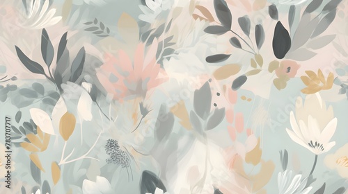 Fototapeta Naklejka Na Ścianę i Meble -  soft light muted pink botanic leaf flower abstract floral background wallpaper pattern