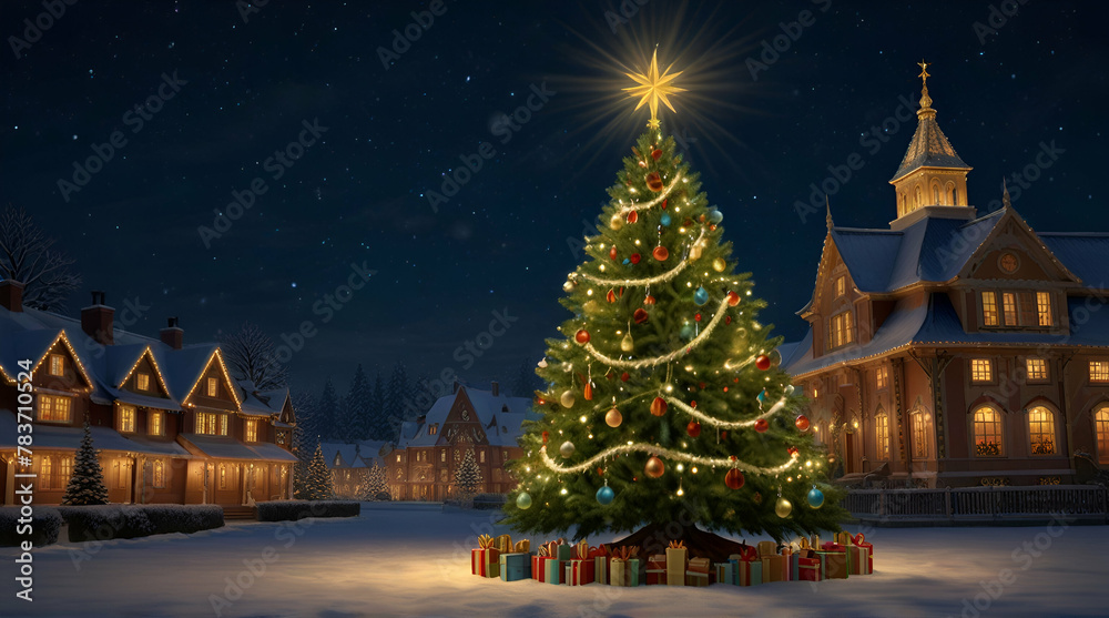 Merry Christmas and happy new year concept, Close up, Elegant Christmas tree.generative.ai