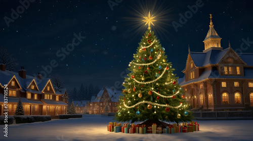 Merry Christmas and happy new year concept, Close up, Elegant Christmas tree.generative.ai