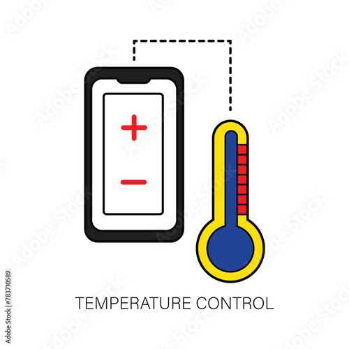 Modern Temperature Control Icon: with editable stroke.
