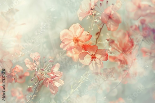 Faded floral pattern, soft focus, subtle and modern minimalist