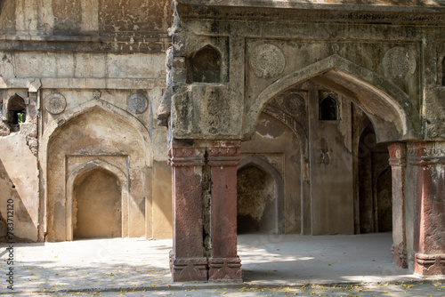 Ruins of an old mosque at Ugrasen ki Baoli in New Delhi, India, Asia