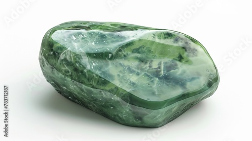 Jade stone, top grade, close-up, white background, 4K, realistic shimmer.