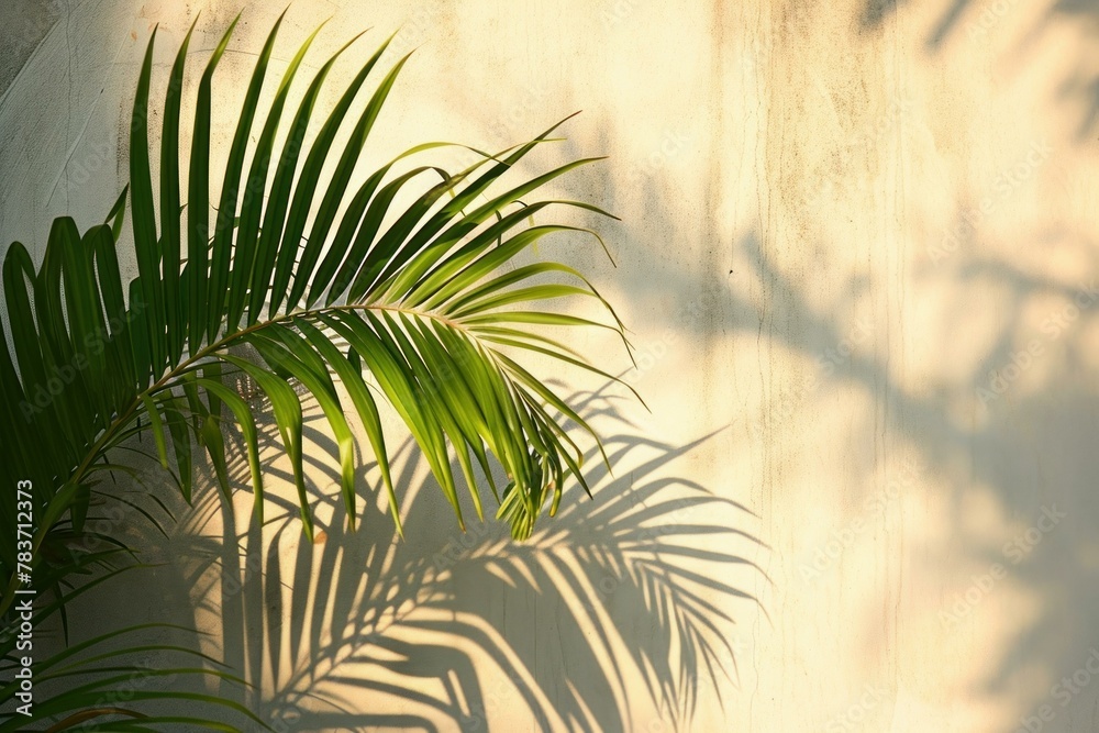 Tranquil Shadow palm leaves. Plant tropic. Generate Ai