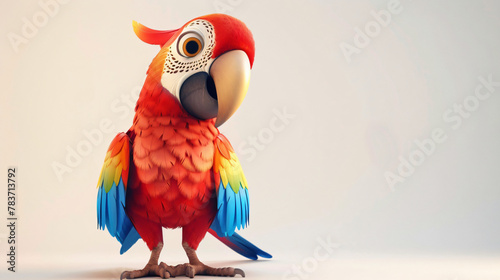 3d Cute Cartoon Parrot Character