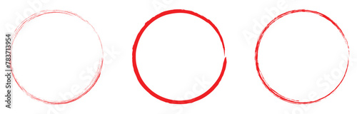 Red circle line hand drawn set. Highlight hand drawing circle isolated on white background. Round handwritten circle. For marking text, note, mark icon, vector. Vector illustration. Eps file 334.