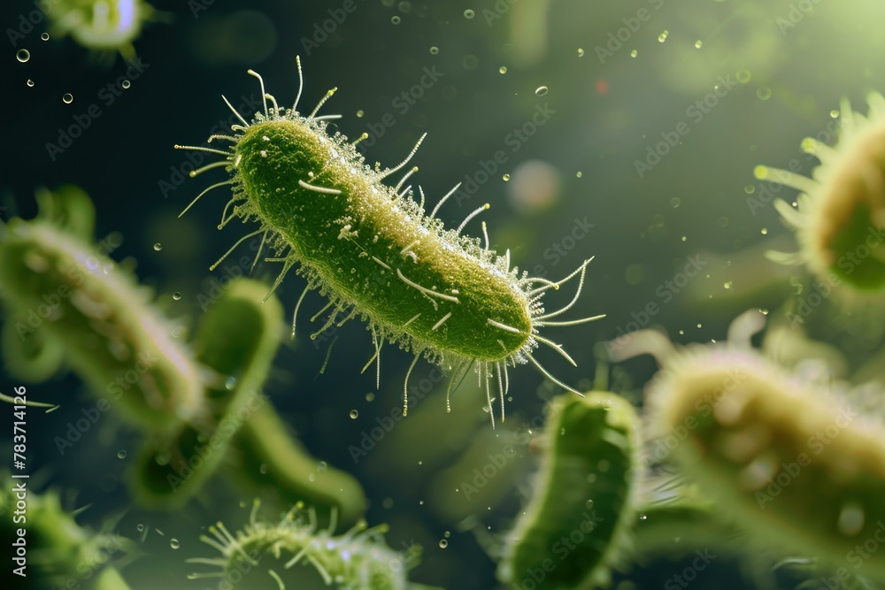 Fototapeta premium Microscopic Bacteria macro organic. Infection disease. Generate Ai