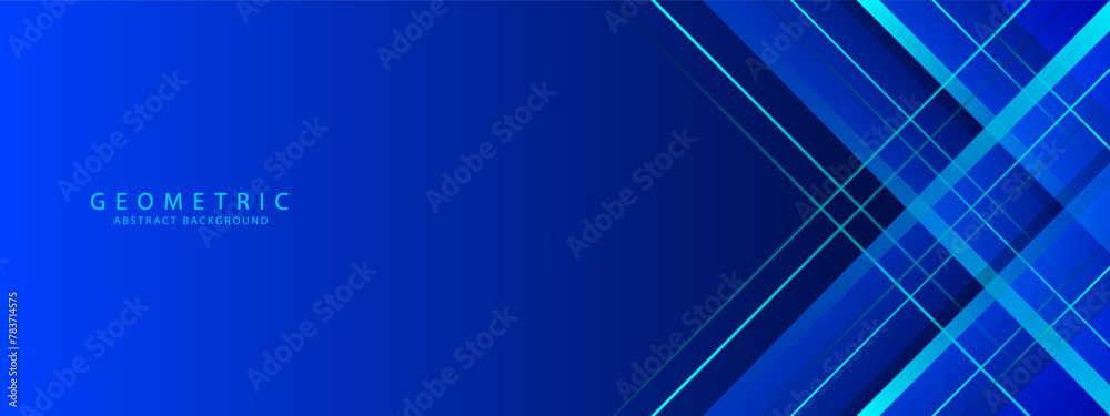 Dark blue abstract background with shiny blue gradient color geometric lines