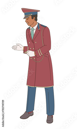 hotel staff  African American male  character, doorman,