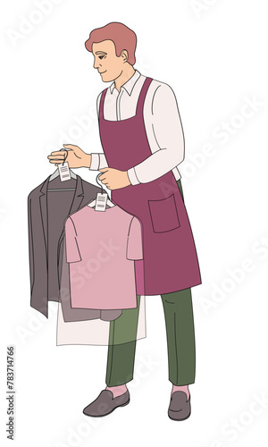 hotel staff male  character, laundry service