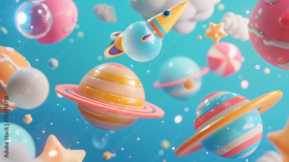 A collection of charming cute 3d objects floating in space   AI generated illustration