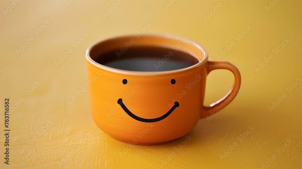 A hovering cup of coffee with a smiling face AI generated illustration A hovering cup of coffee with a smiling face AI generated illustration