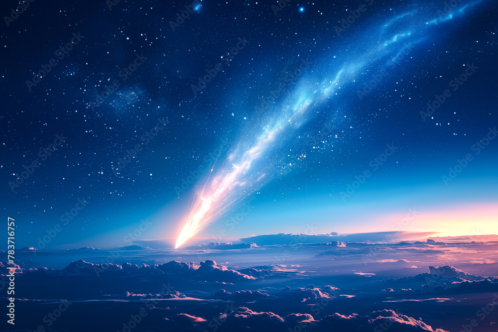A beautiful comet fell from the sky.