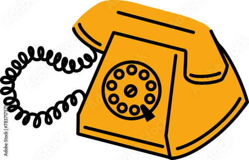 wired phone with handset. illustration in style of 2000s.