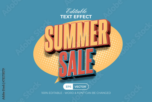Summer Sale Text Effect 3D Vintage Style.