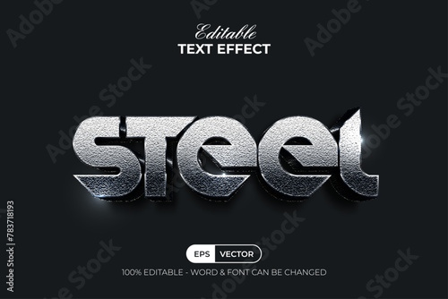 Steel Text Effect Silver Style. Editable Text Effect. © Mockmenot