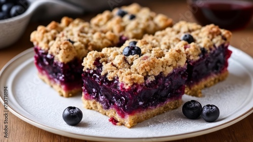  Delicious Blueberry Crumb Bars on a plate © vivekFx
