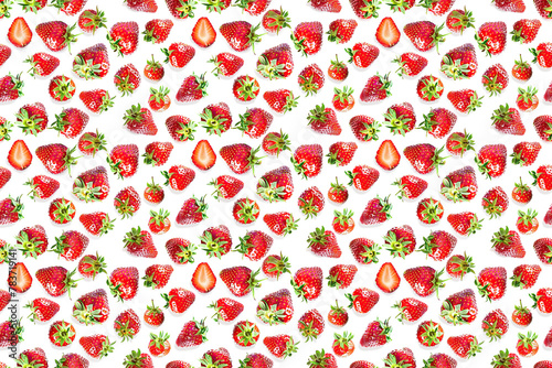 Seamless pattern of ripe strawberries on a white background