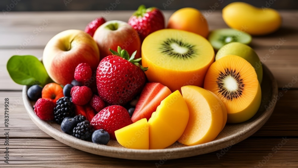 Fresh and vibrant fruit platter ready to be enjoyed Fresh and vibrant fruit platter ready to be enjoyed