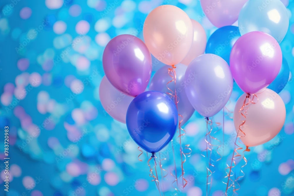 Bright Balloons background. Pastel room space. Generate Ai