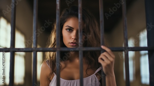  Beautiful young Spanish woman in an prison