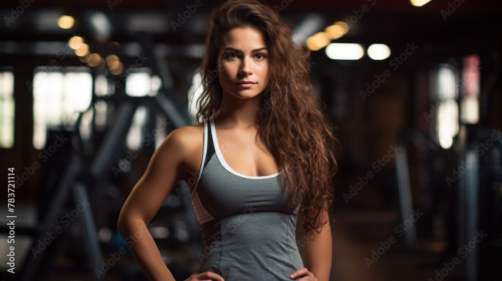Beautiful young Spanish woman in an exclusive gym