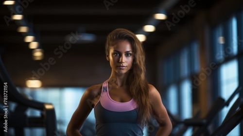 Beautiful young Spanish woman in an exclusive gym