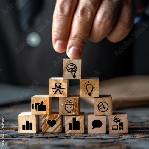 hand holding a cubes of ideas and skills