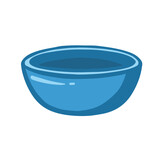 Blue ceramic deep bowl for cooking on a white background