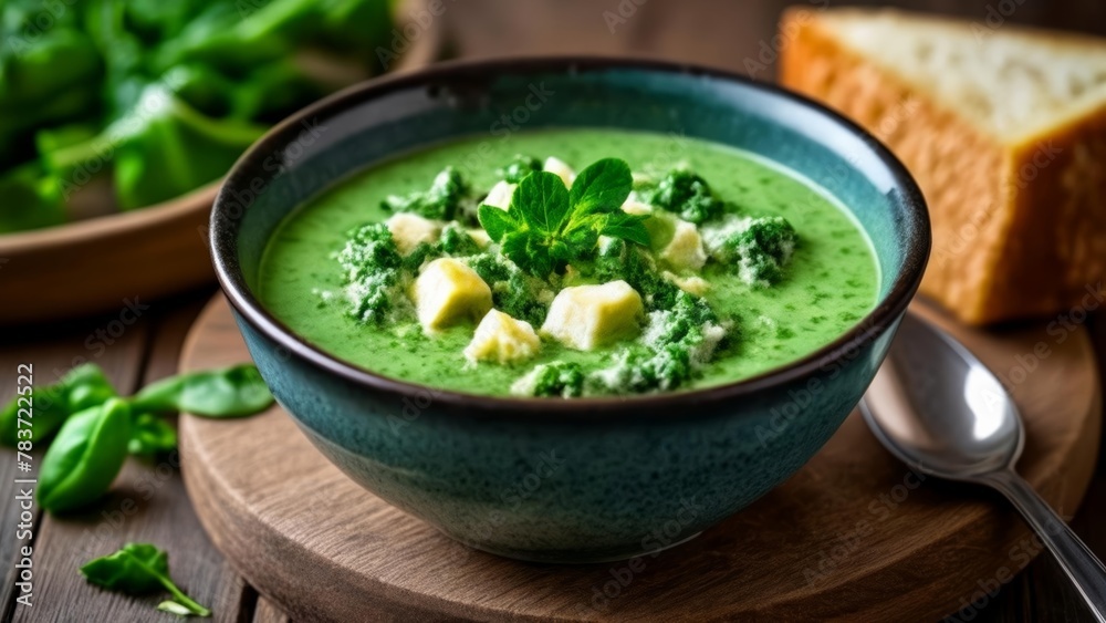 Deliciously healthy green soup with a touch of freshness Deliciously healthy green soup with a touch of freshness