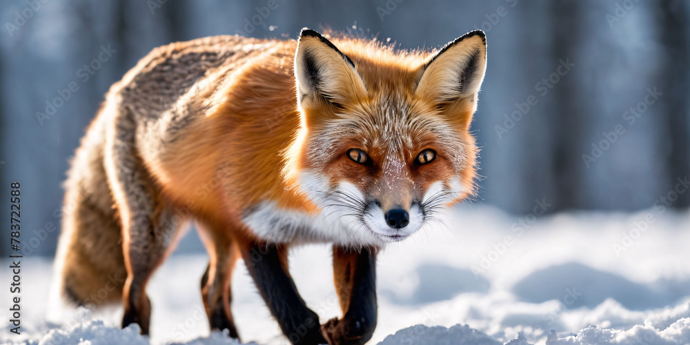 red fox in the snow