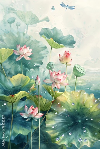 24 solar terms lotus background materials © 林 凡