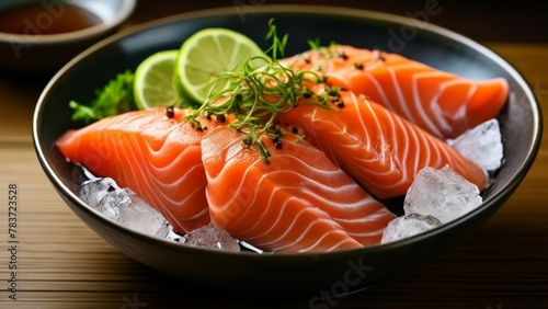  Freshly sliced salmon ready to be savored