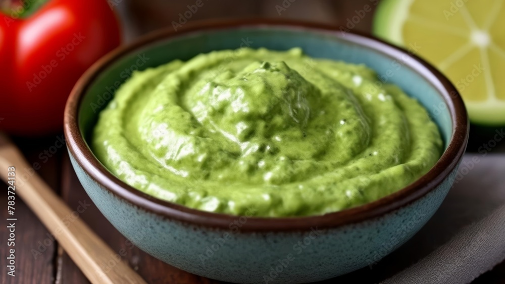  Fresh and vibrant guacamole dip ready to be savored
