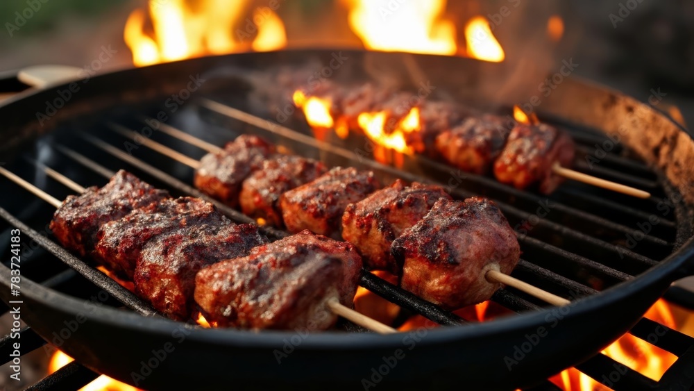  Grilling to perfection  Sizzling kebabs on a BBQ