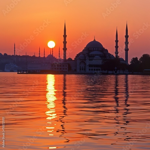 blue mosque at sunset © Nihad Bakhshiyev